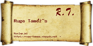 Ruge Tamás névjegykártya